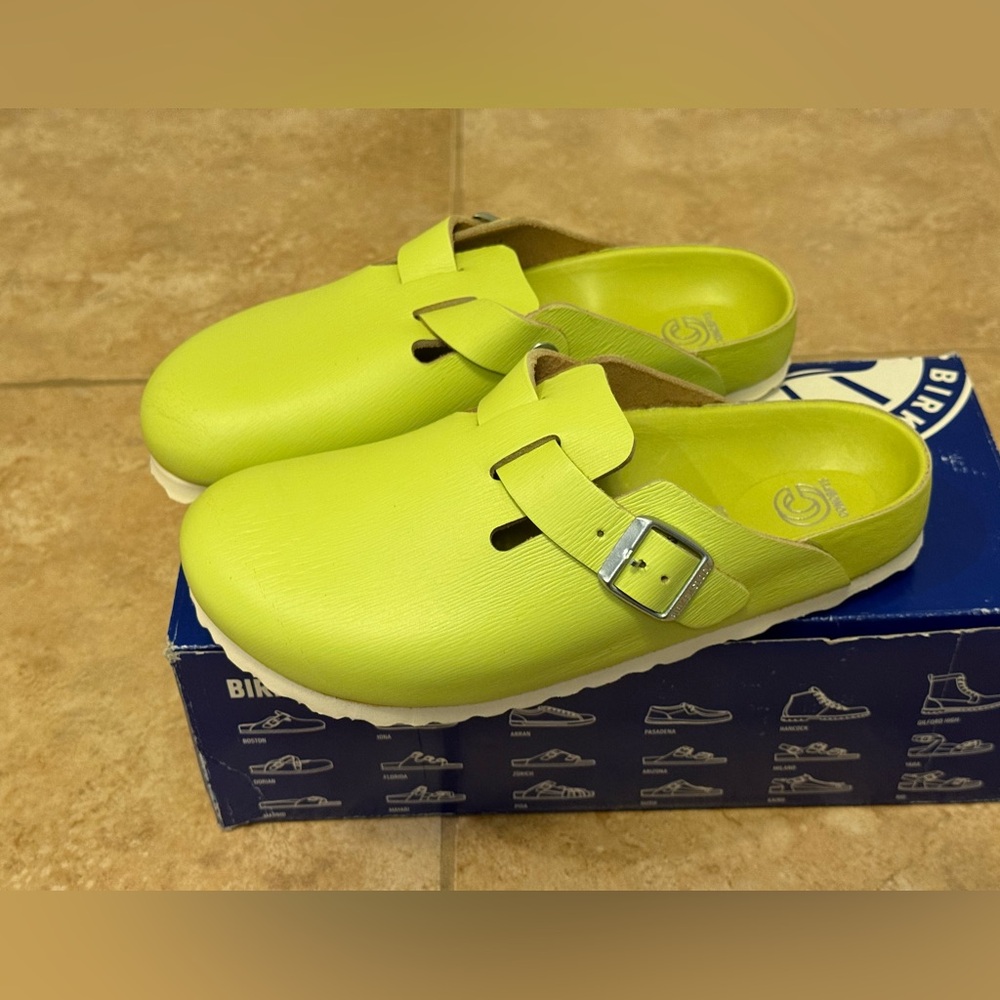 Birkenstock Lime Green Mules - Picture 9 of 16